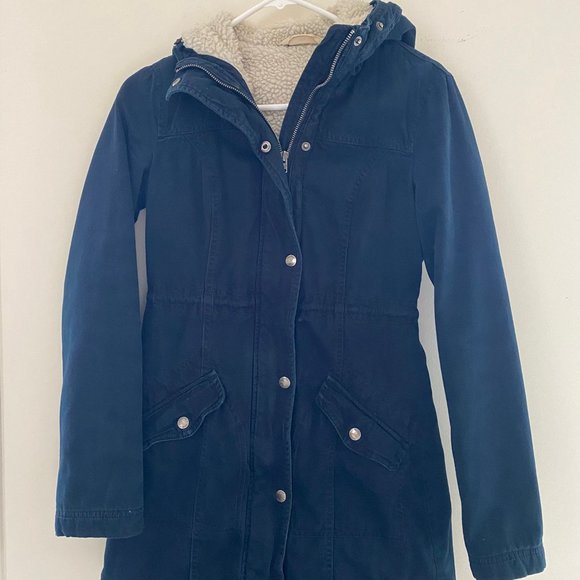 Sherpa-Lined Cozy Parka, Hollister , Navy Blue - Picture 2 of 6